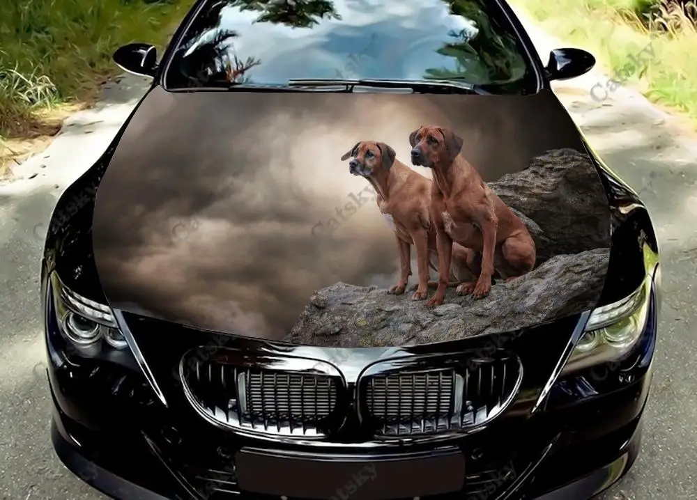 Rhodesian Ridgeback Car Hood Vinyl Decal Stickers Wrap Vinyl Film Engine Cover Decalcomanie Sticker Universal Car Hood Cover Film