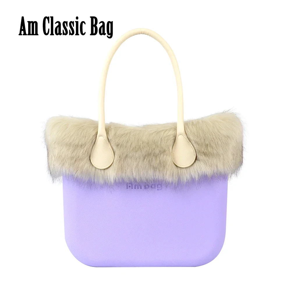 2023 New Fashion Women Obag Style Classic Ambag Eva Borse Con Inserto E Manici In Pu In Pelle Pu Plus Faux Fox Fur Furry Trim
