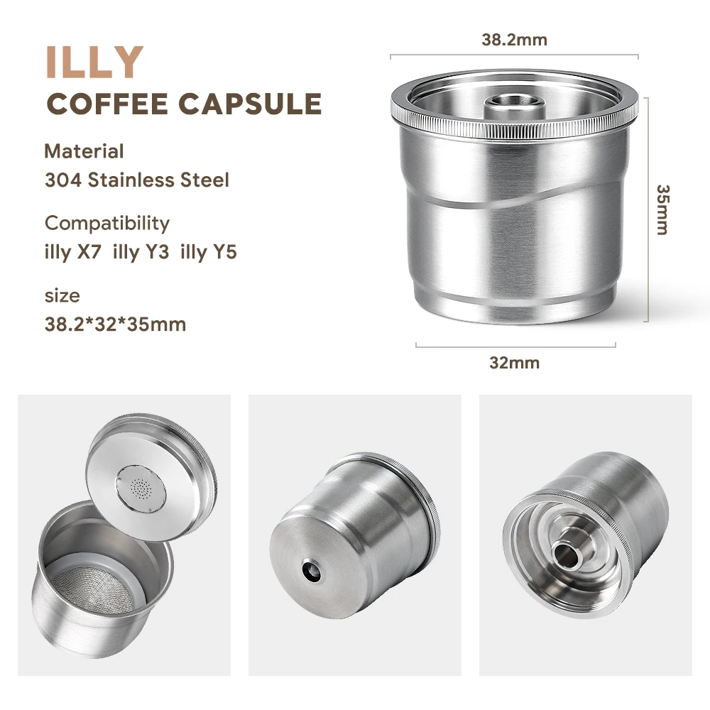Icafilas Per Illy X7,Illy Y3,Illy Y5 Capsula Di Caffè Riutilizzabile Illy 304 Compatibilità Crema Ricca In Acciaio Inossidabile