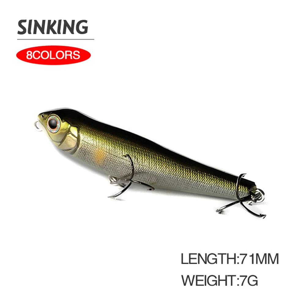 7.1Cm 7G Esca Da Pesca Matita Wobbler Long Cast Affondamento Traina Jerkbait Swimbait Artificiale Esca Dura Culter Alburn Us Bass Bait