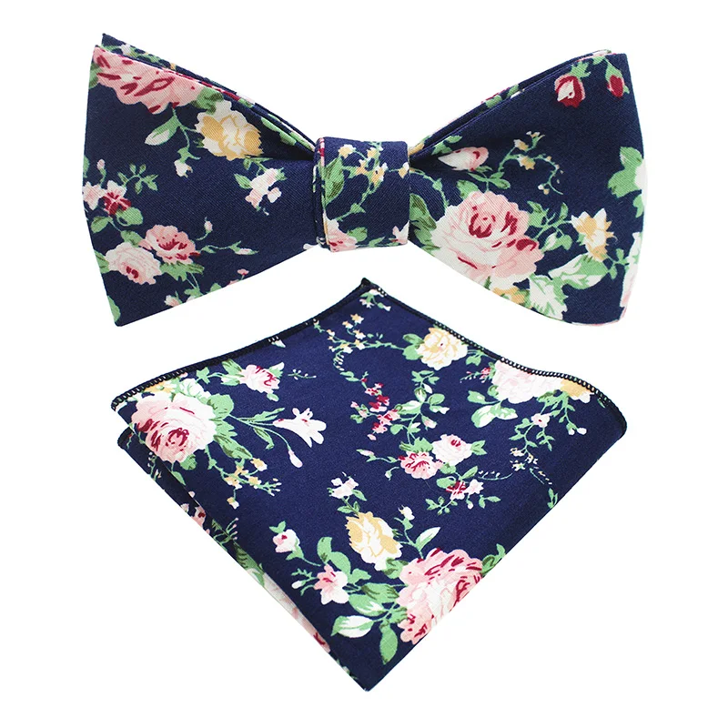 Gusleson Mens Del Cotone Auto Tie Bow Tie Bowtie Floreale E Pocket Piazza Set Per Gli Uomini Cravatta Regolabile Noeud Papillon Affari Da Sposa