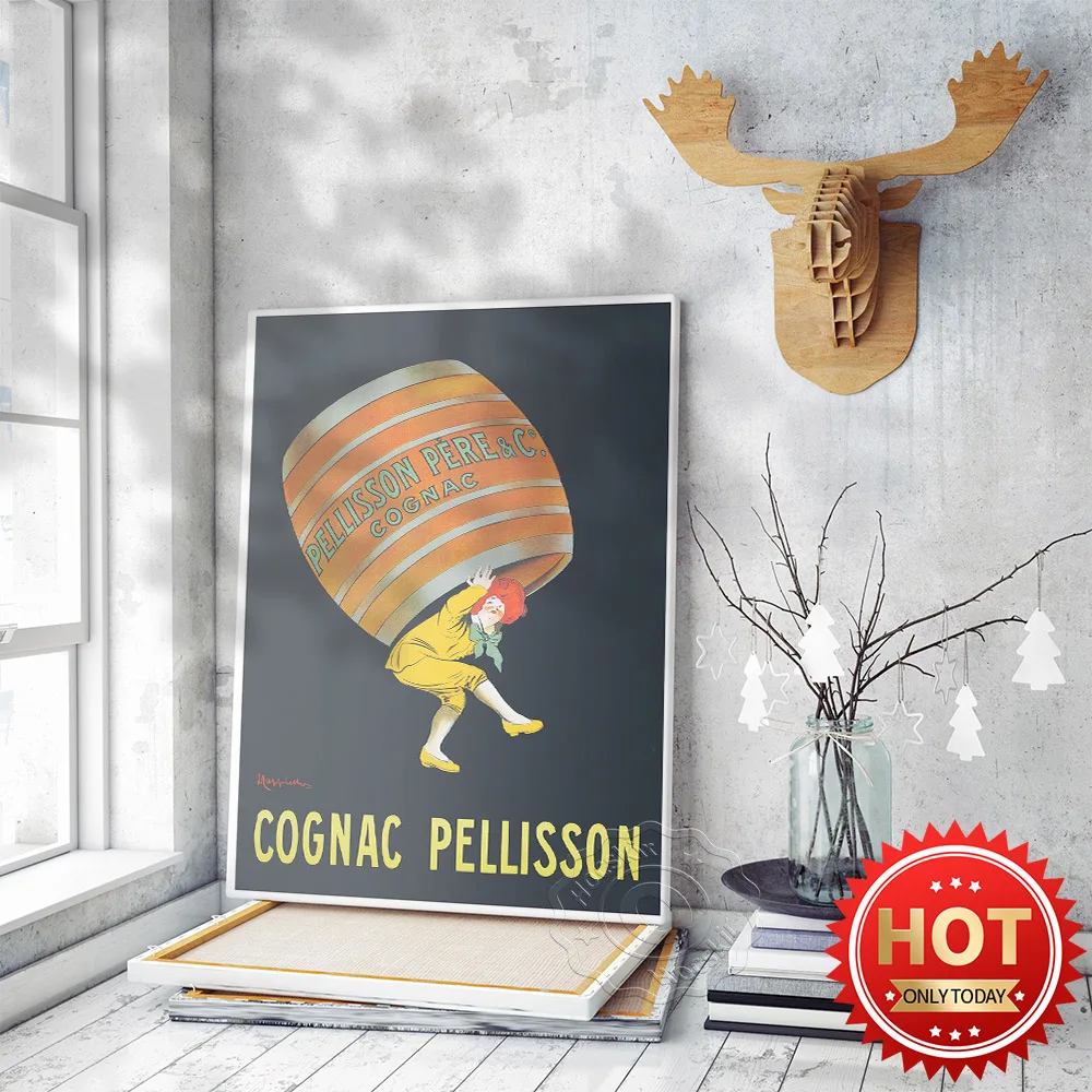 Poster Pubblicitario Classico Vintage Europeo, Stampe Pubblicitarie Pubblicitarie Leonetto Cappiello Cognac Pellisson, Bar Pub Club Decor