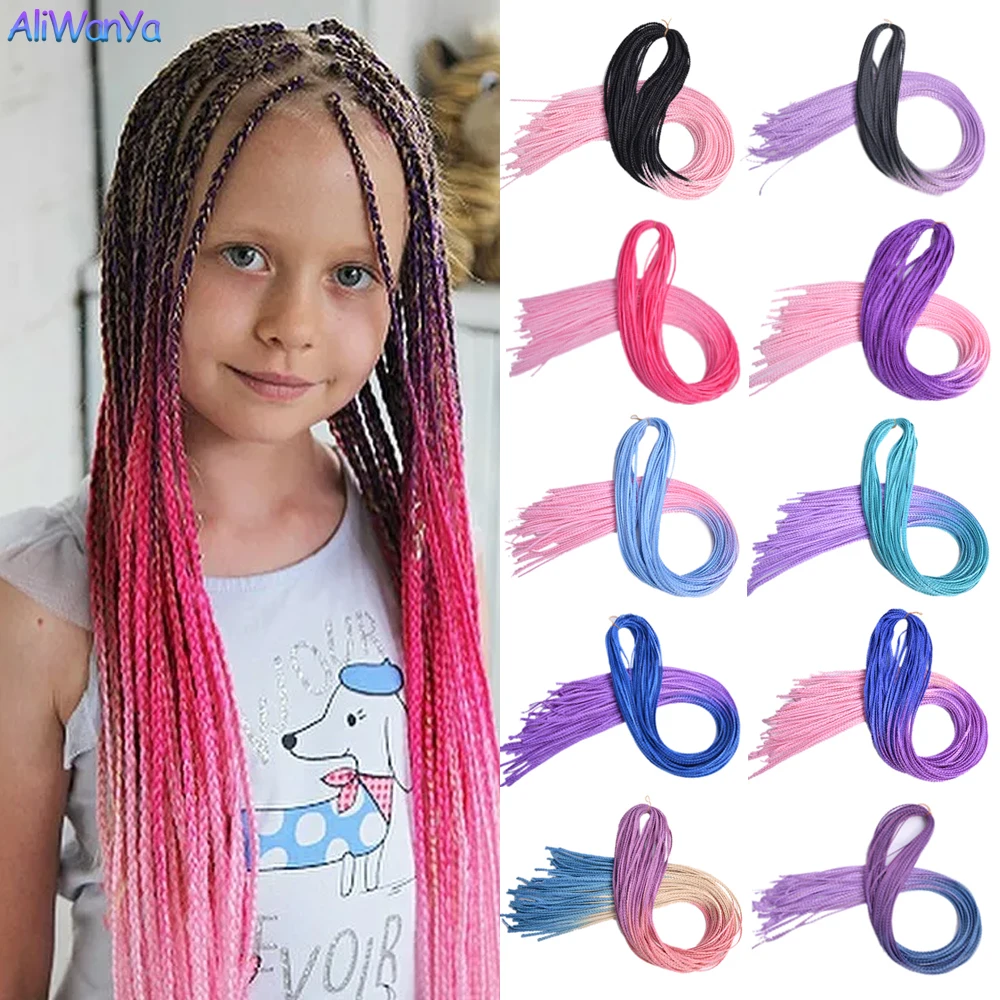 Ombre Zizi Braiding Hair 30Inch Long Straight Synthetic Hair Extensions Thin Box Braids Crochet Braiding Hair For Women Aliwanya