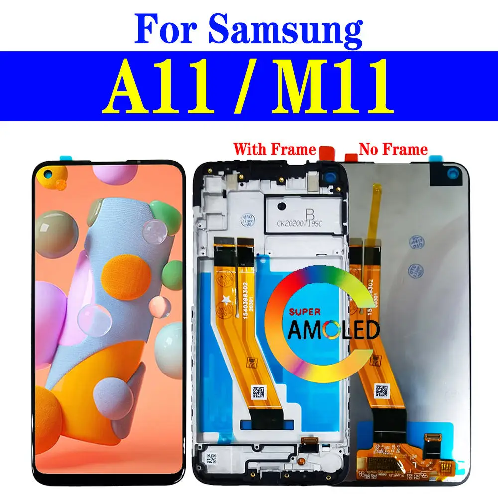 A115F Lcd Con Cornice Per Samsung Galaxy A11 Lcd M11 M115 Display A115M Sm-A115F/Ds Screen Touch Digitizer Assembly Sostituzione