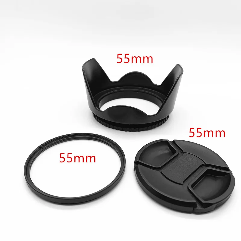 55 Millimetri Paraluce Tappo Filtro Uv Per Sony A200 A230 A290 18-70Mm Kit,A330 A390 A500 Alc-F55A