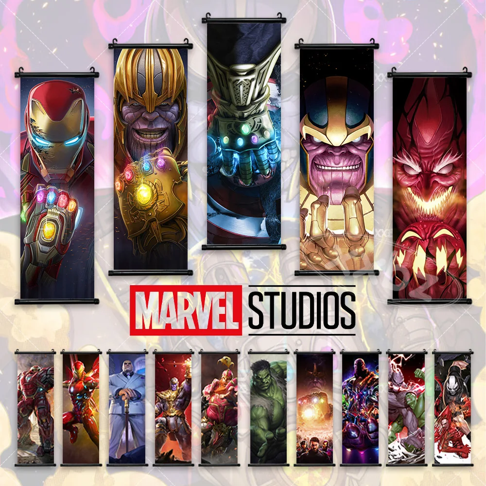 Thanos Wall Art Canvas Avengers Movie Iron Man Scrolls Immagini Hulk Hanging Painting Marvel Poster Red Skull Home Decoration