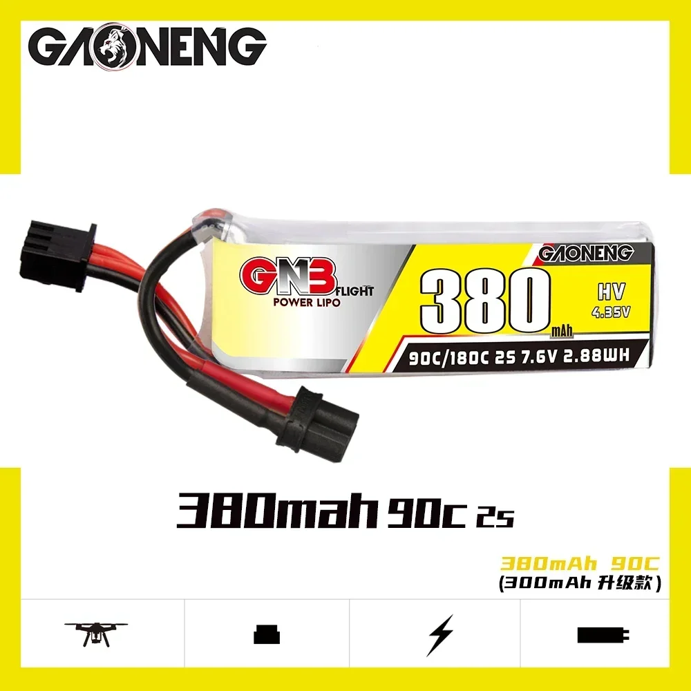 Gaoneng Lipo Batteria Hv 380Mah 2S 3S 90C/180C Xt30 Betafpv Beta 75X 65X Whoop Drone Ph2.0 1:28 Rc Car Drift Mini-Z Blade Mcpx Bl