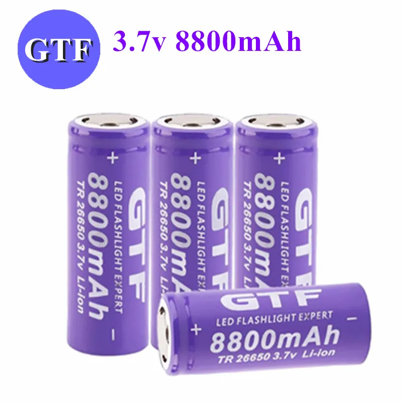 Batterie Gtf 26650 Di Alta Qualità 8800Mah 3.7V Li-Ion Akku Fur Led Taschenlampe Batterie Agli Ioni Di Litio Akkumulator Batterie Cilindriche