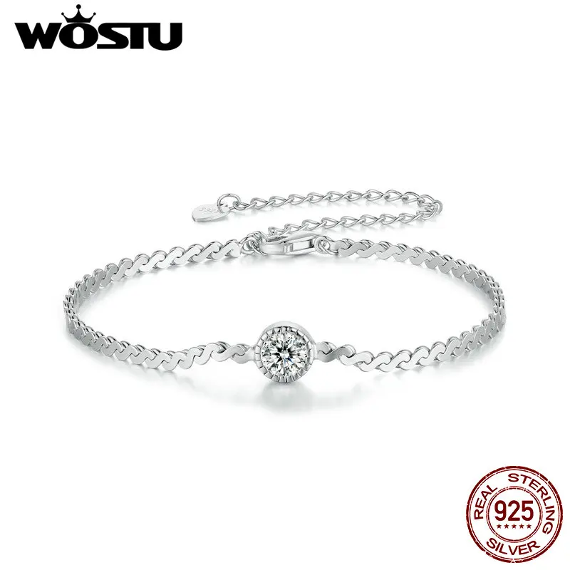Wostu 0.5Ct Sparkling Moissanite Omega Bracciale Per Donna Real 925 Sterling Silver Lab Diamond Moissanite Con Certificato Gra