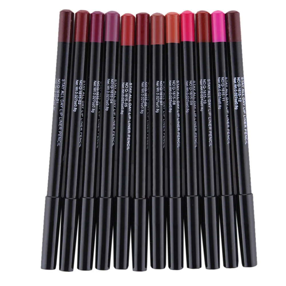12 Pz/Set Set Di Matite Per Matita Per Labbra Opache Professionali Kit Di Strumenti Cosmetici Per Il Trucco Della Penna Per Labbra Naturale Liscia A L