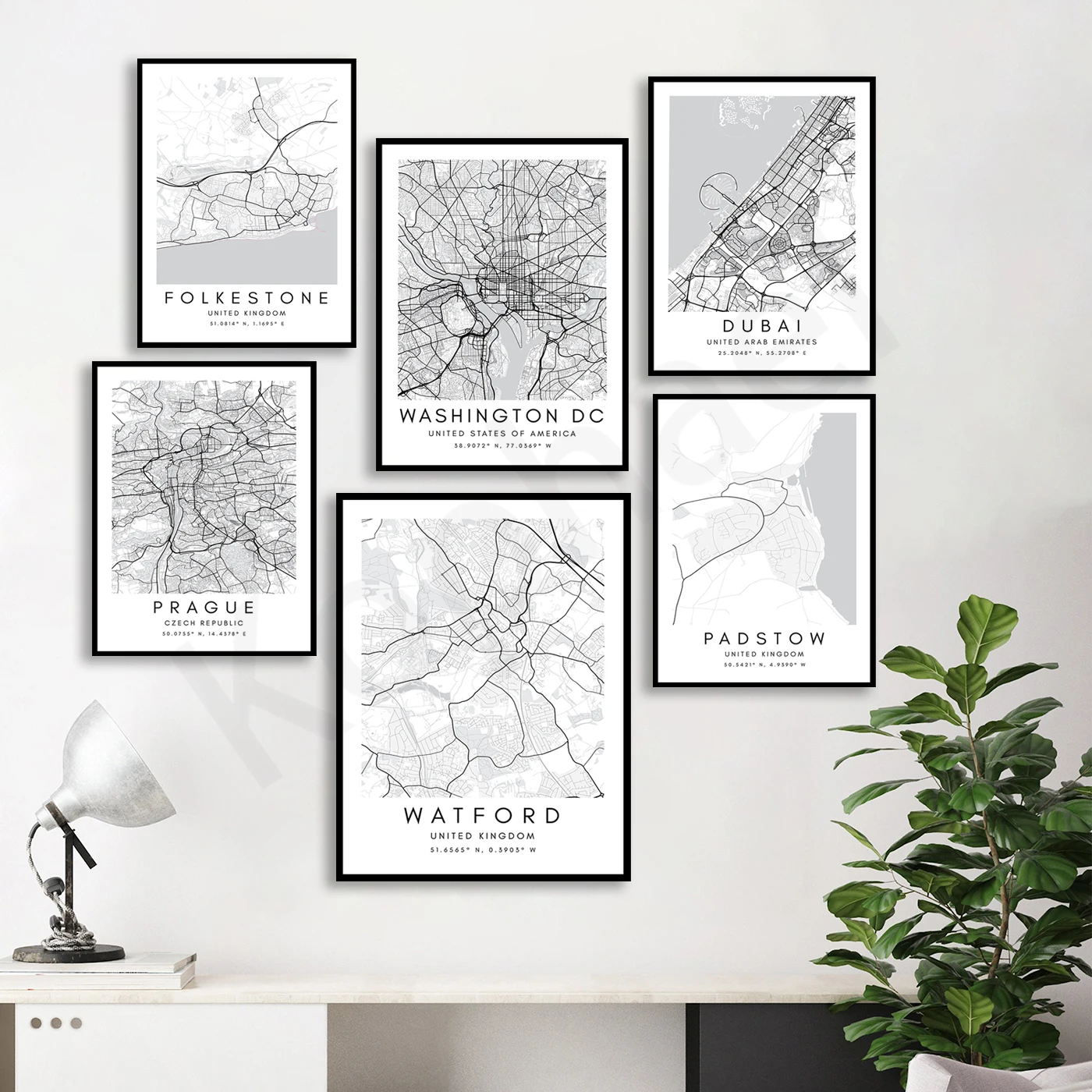 Scarface Waterford Washington Folkestone Hong Kong Dubai Budapest London Praga Padstow. Poster Della Mappa Dei Viaggi Delle Città