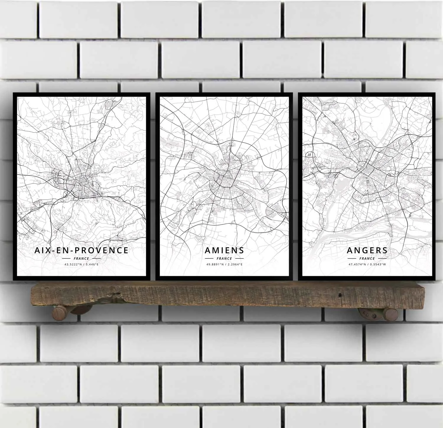 Aix-En-Provence Amiens Angers Besançon Bordeaux Brest Caen Calais Cannes Cayenne Di Clermont Ferrand Dijon Francia Mappa Della Città Poster