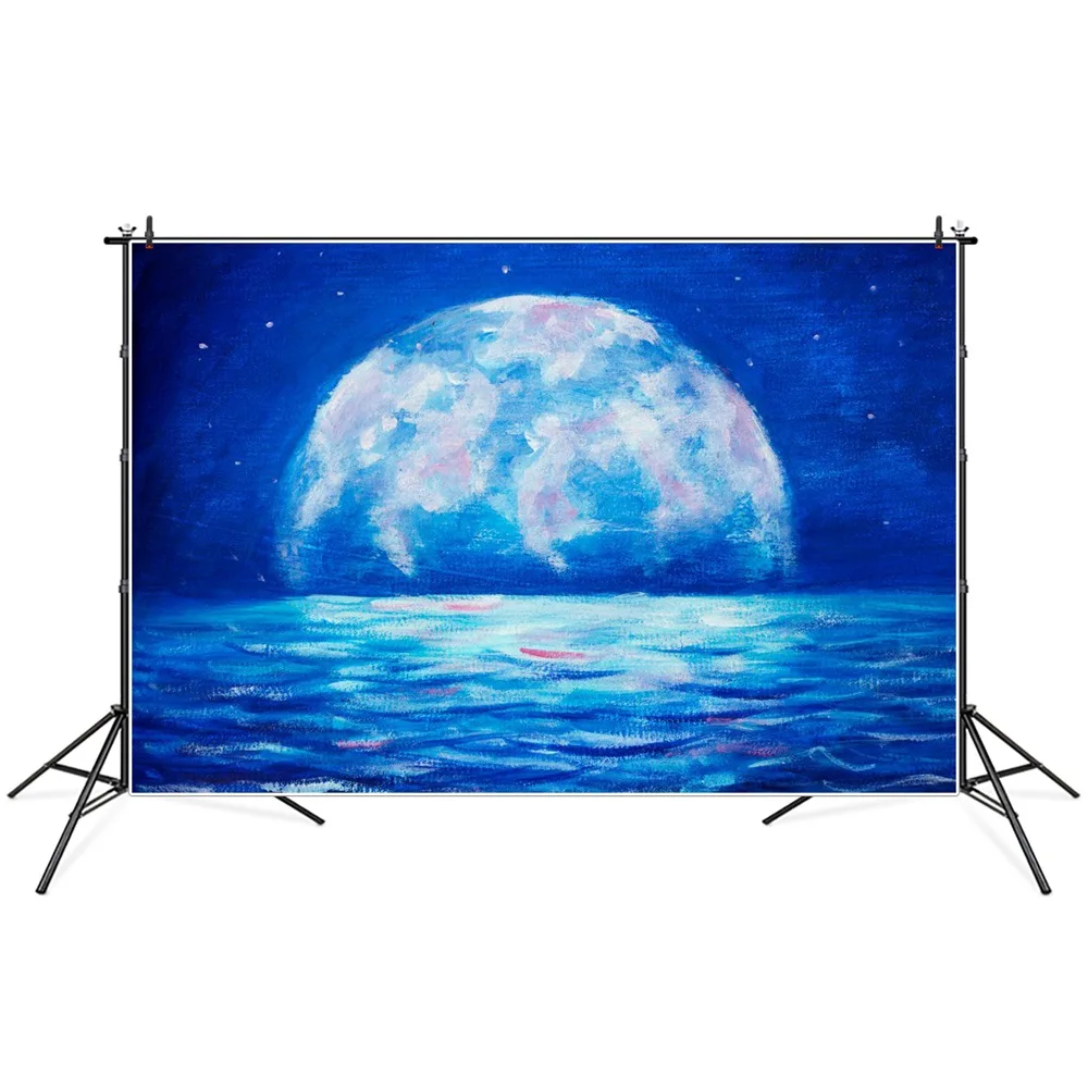 Fantasy Painting Moon Night Sea Surface Scene Photography Fondali Decorazione Personalizzata Per Feste Per Bambini Photo Booth Studio Sfondi