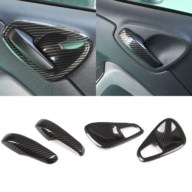 Per Mercedes Smart Fortwo 451 2009-2014 In Fibra Di Carbonio Car Interior Door Bracciolo Maniglia Copertura Trim Door Bowl Frame Stickers