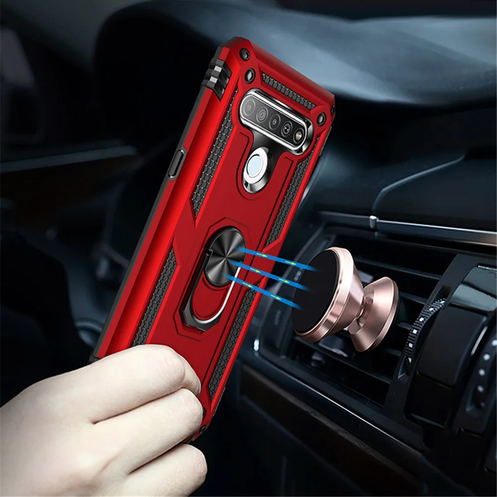Per Lg K61 Custodia Per Lg K40 K40S K51 K51S K52 K53 K61 K32 K22 Plus Copertura Magnetica Antiurto Per Anello Supporto Per Auto Per Lg Q50 Q51 Q61