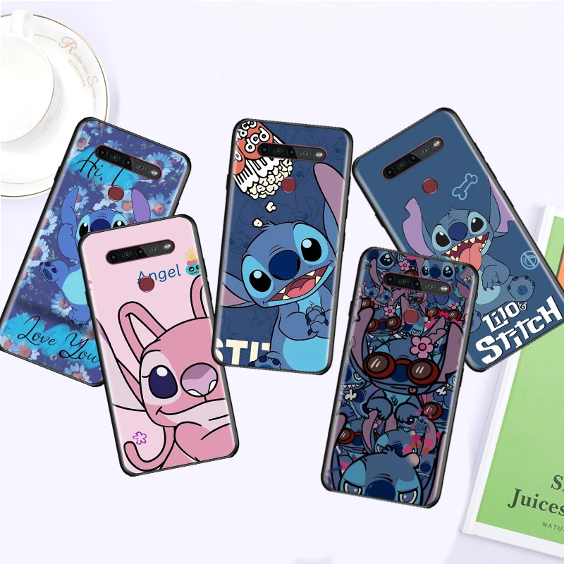 Per Lg Q60 V60 V50S V50 V40 V30 K92 K71 K61 K51S K41S K50S K22 G8 5G Black Disney Art Stitch Angel Cool Back Phone Case