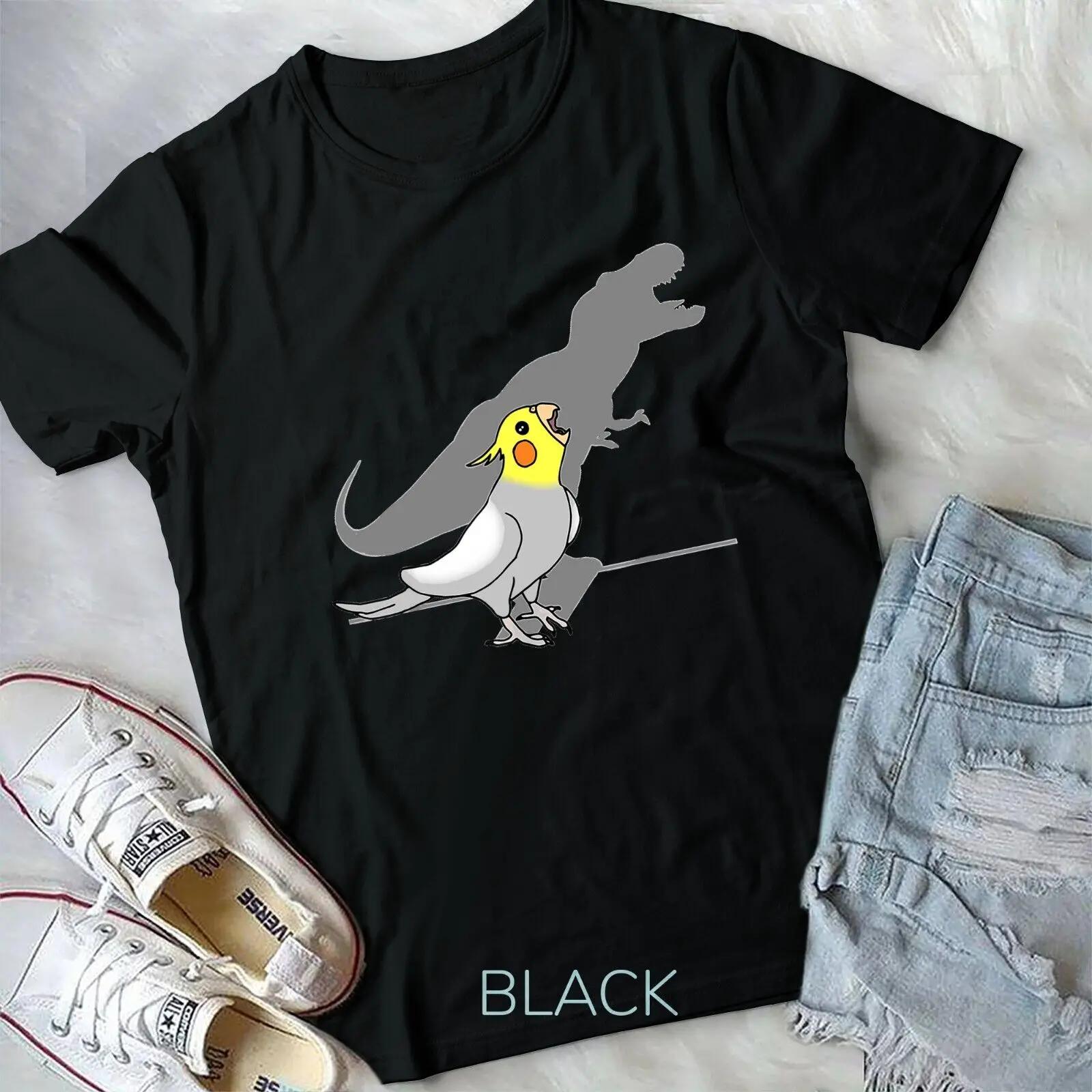 Simpatico Pappagallo Urlante Birb Memes Divertente T-Rex Cockatiel T-Shirt Unisex T-Shirt