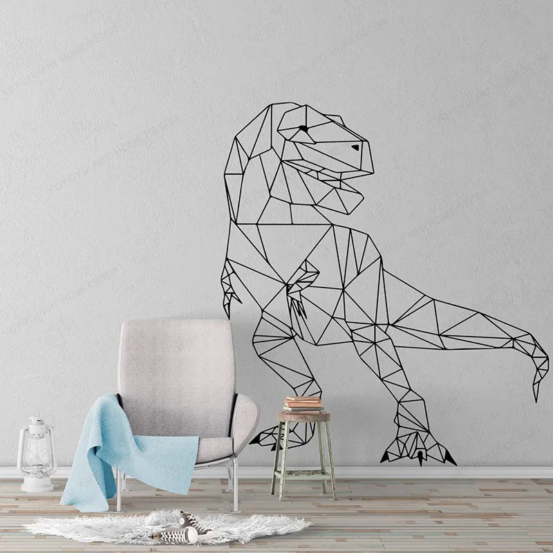 Dinosauro Geometrico T-Rex Wall Sticker Vinile Ragazzi Room Dinosaur Wall Decal Home Wall Decor Art Murale Jh443