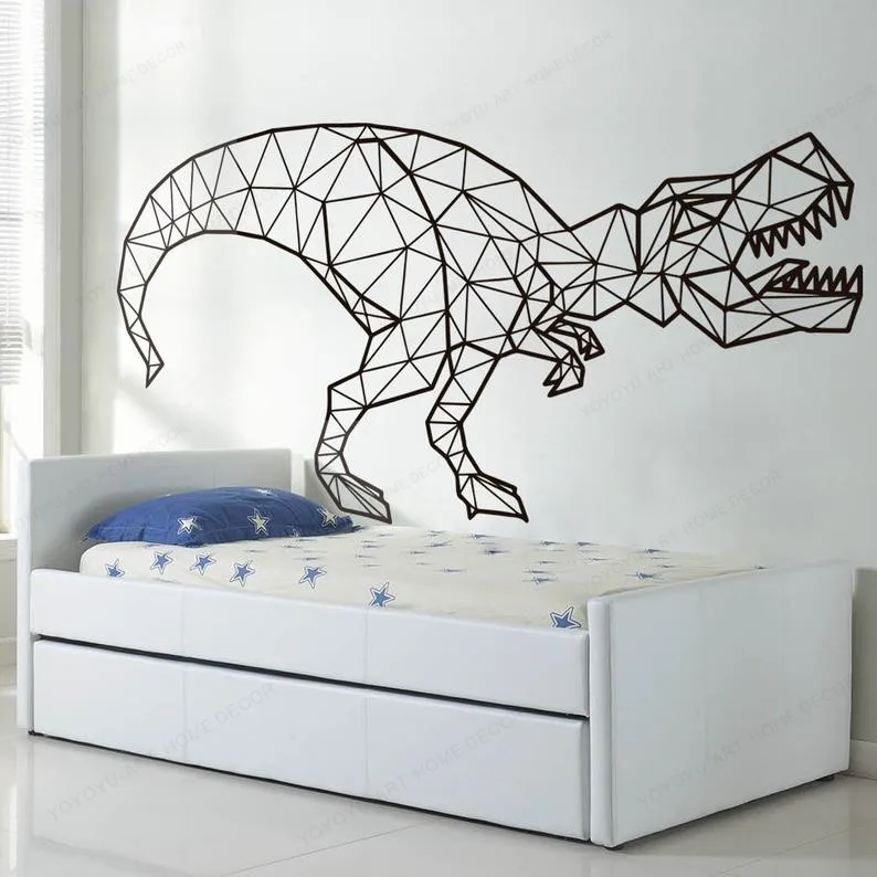 T-Rex Dinosaur Wall Decal Geometric Dinosaur Wall Sticker Vinile Kids Room Wall Decor Jh441