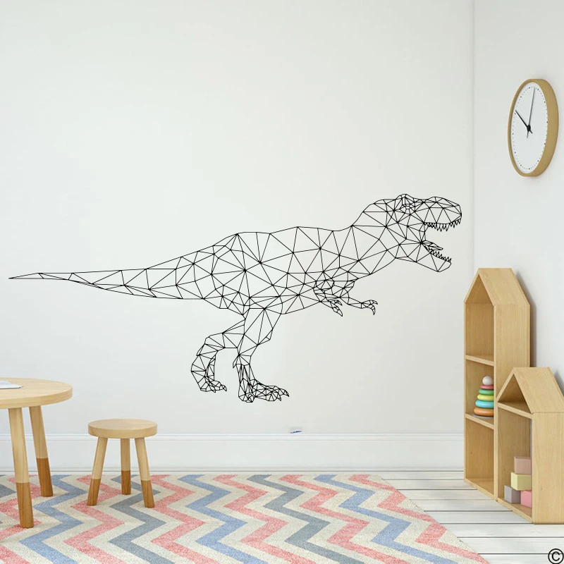 Grande Abstract Geometric T-Rex Dinosaur Wall Sticker Boy Room Kids Room Geometric Dinosaur Animal Wall Decal Art