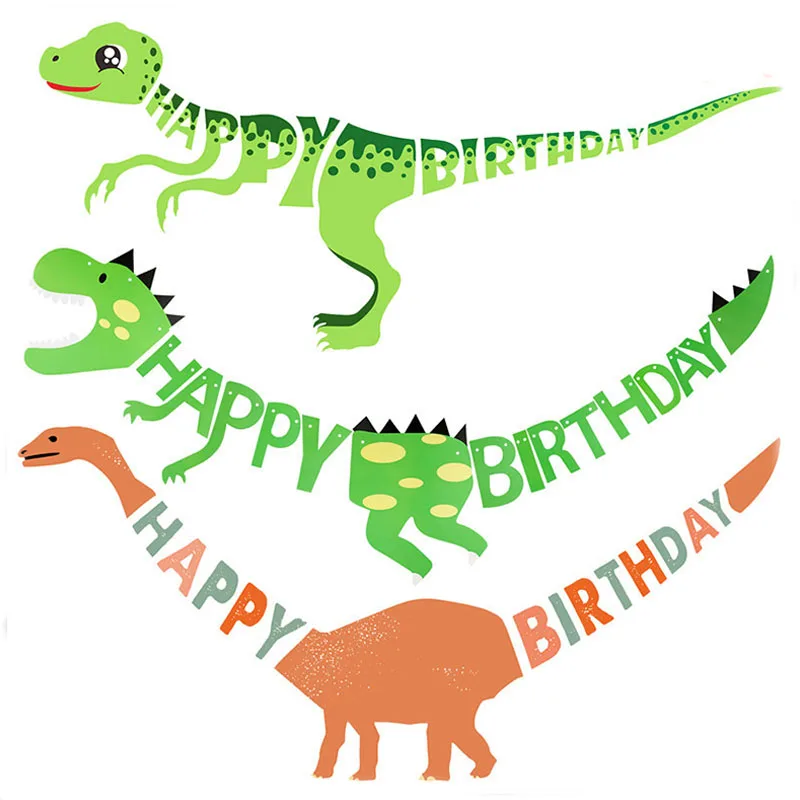 Dinosauro Compleanno Decorazione Cartone Animato Dinosauro Banner T-Rex Roarr Ghirlanda Bambini Ragazzi Happy Jungle Safari Dino Birthday Party Decor