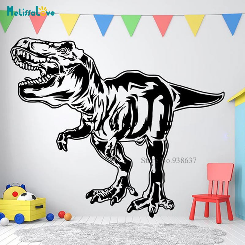 Tyrannosaurus Dinosaur Wall Decor T-Rex Art Decal Ferocious Carnivore Dinosaur Kids Boys Room Stickers Vinile Bd052