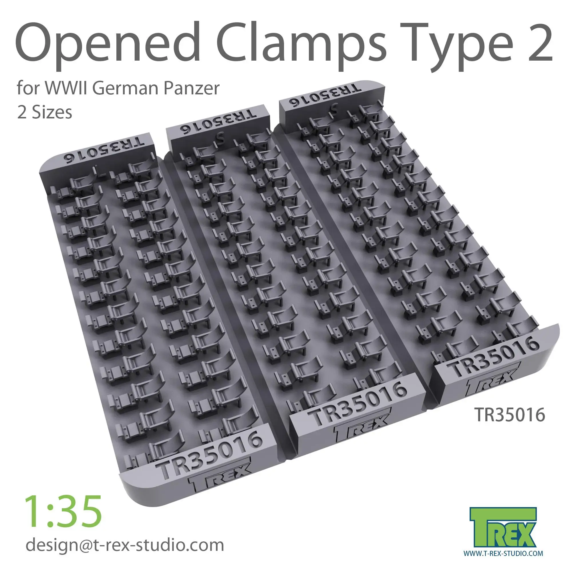 T-Rex 35016 1/35 Opened Clamps For German Panzer (Type 2)