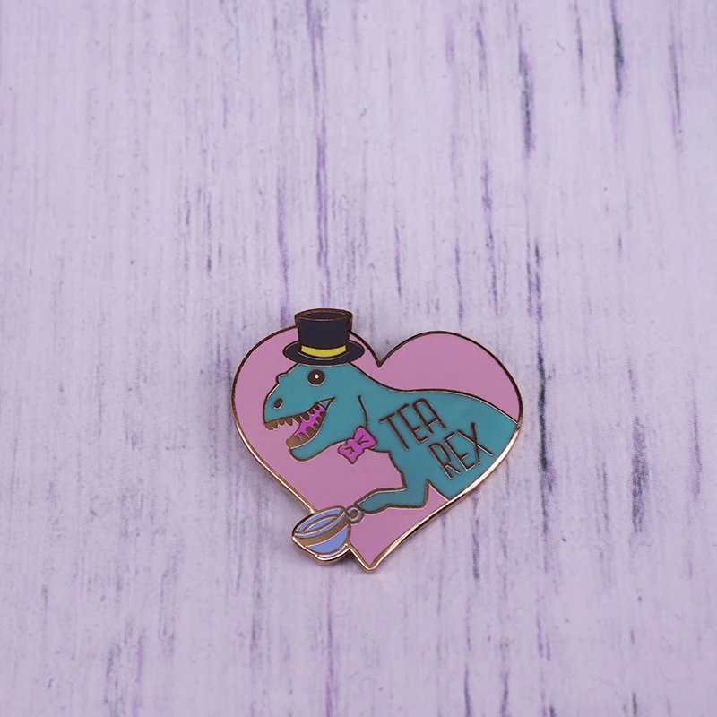 Tea Rex T-Rex Tirannosauri Rex Dinosaur Pin Distintivo
