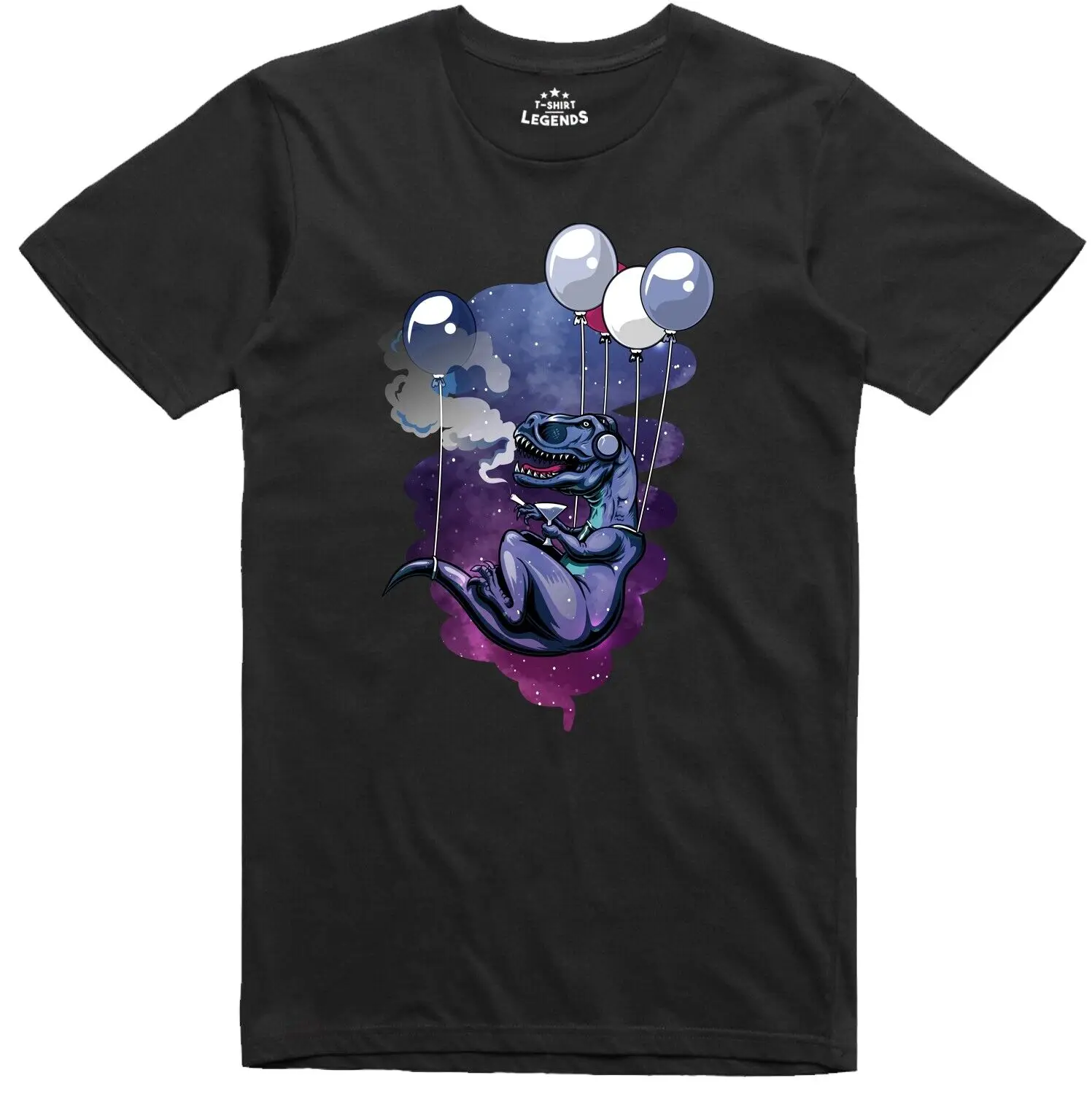 Maglietta Da Uomo Divertente Fantasy Art T Rex Balloon Regular Fit Tee Maniche Lunghe O Corte