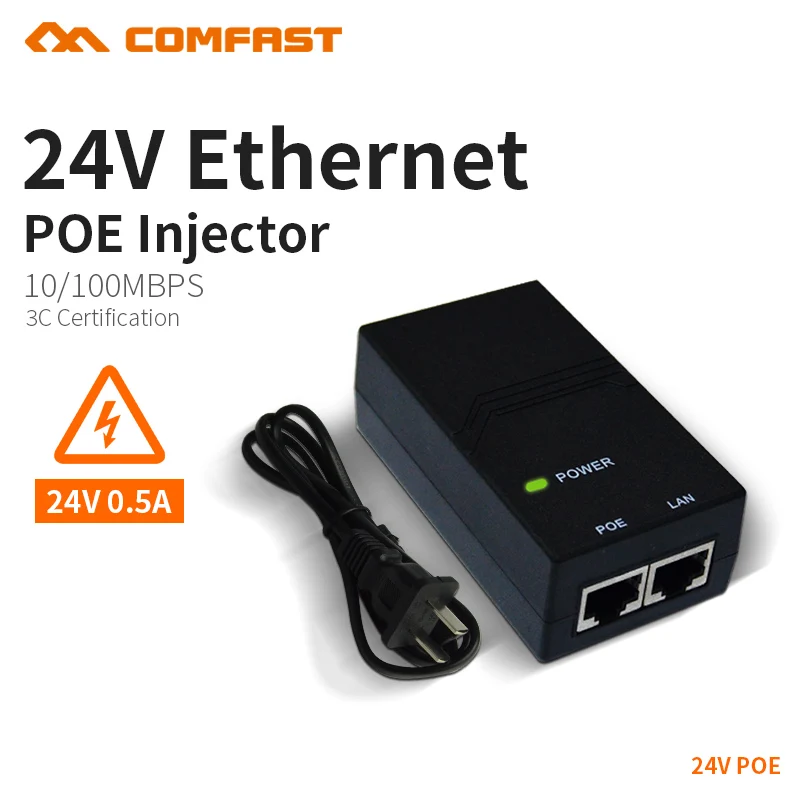 Iniettore Poe Comfast Per Telecamera Ip Cctv Usa O Eu Power Over Ethernet Iniettore Poe Switch Ethernet Adapter Poe 24V 0.5A