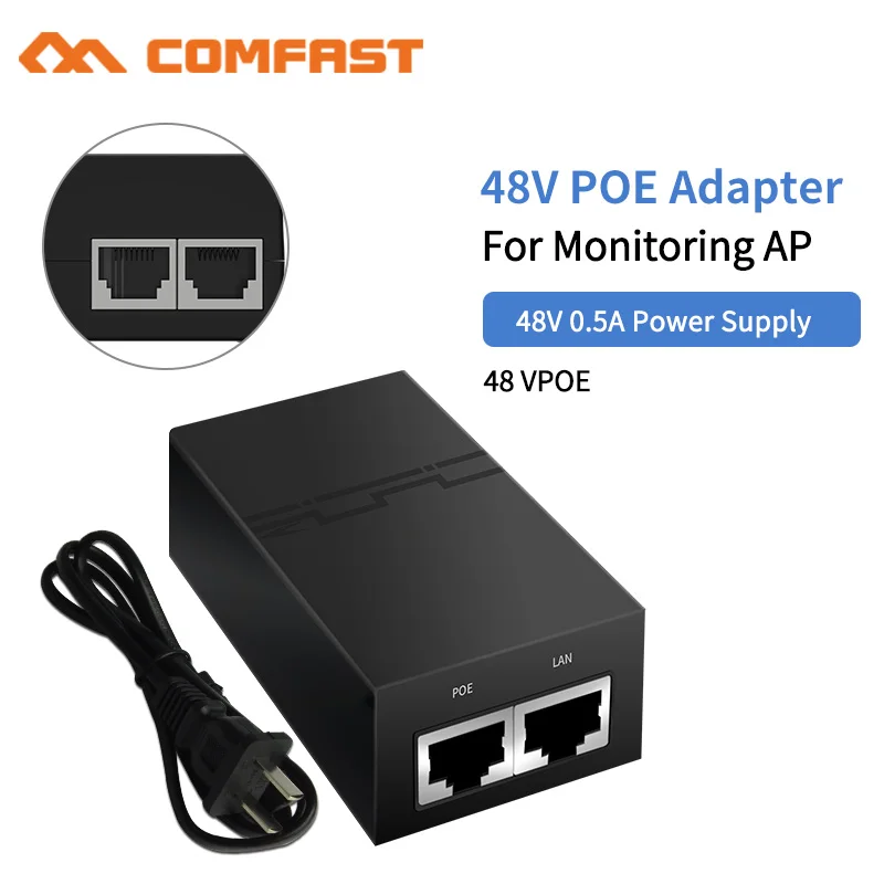 Comfast Cf-48V 0.5A Iniettore Poe Per Cctv Macchina Fotografica Del Ip Di Usa O Ue Power Over Ethernet Injector Poe Switch Ethernet Adattatore Poe 48V