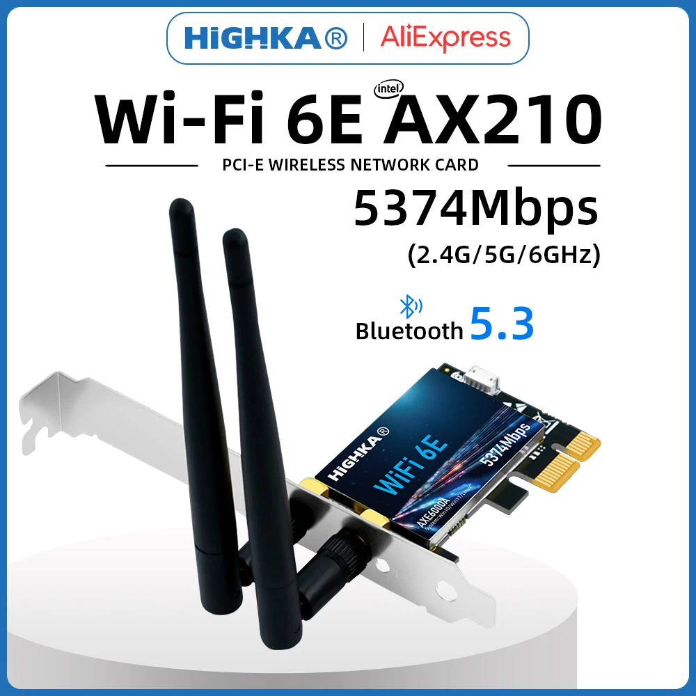 Wi-Fi 6E Intel Ax210 Pcie Wifi Card 2.4G/5G/6Ghz 5374Mbps Schede Di Rete Wireless Pci Express Bluetooth 5.3 Adattatore Wifi Per Pc