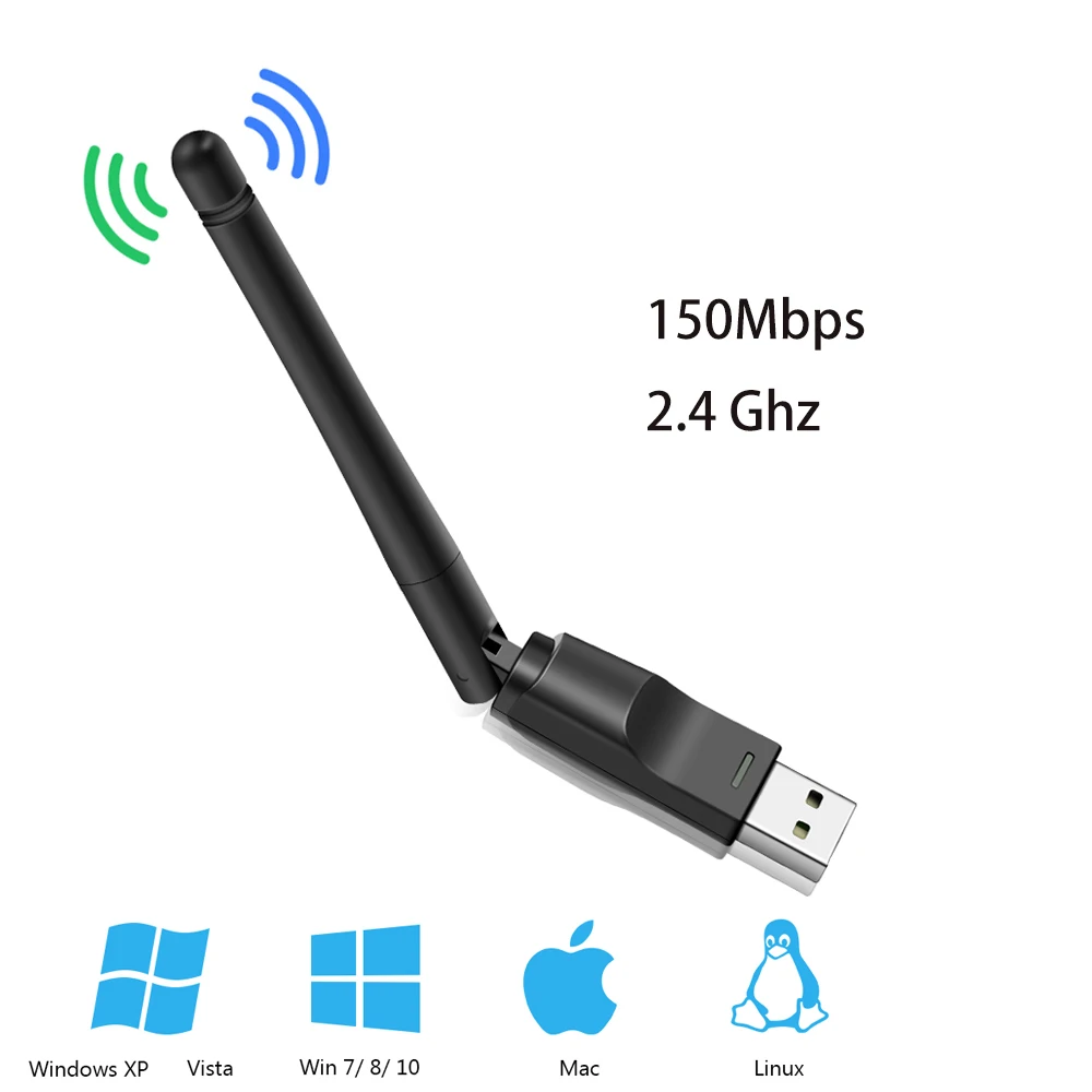 Adattatore Wifi Usb 150Mbps 2.4 Ghz Antenna Usb 802.11N/G/B Ethernet Wi-Fi Dongle Usb Lan Wireless Network Card Pc Ricevitore Wifi