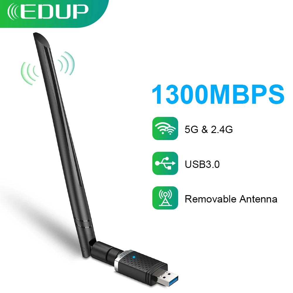 Edup 1300Mbps Adattatore Wifi 2.4Ghz/5.8Ghz Dual Band Usb 3.0 Adattatori Per Schede Di Rete Wireless Dongle Wi-Fi Per Pc Desktop Portatile