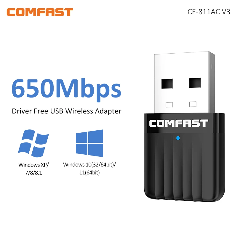 Mini Usb Wifi Adapter 5Ghz Ac650 Driver Adattatore Gratuito Wifi Rtl811Cu 2Dbi Antenna Scheda Di Rete Wireless Per Ricevitore Wi-Fi Win10