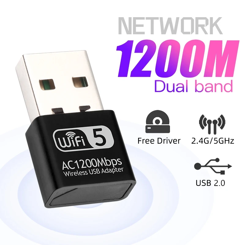 1200Mbps Mini Usb Wifi Adapter Network Dual Band 2.4G/5Ghz Ethernet Wifi Lan Adapter Dongle Network Card Ricevitore Wi-Fi Wireless