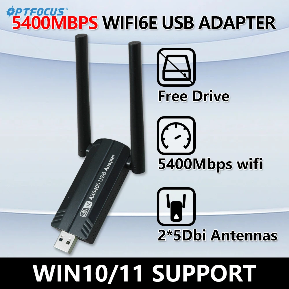 Optfocus Usb Wifi6 E Adapter 5400Mbps Ax Con Antena Wi Fi Dongle Usb 3.0 Adaptador Wireless Wifi Adaptador Para Pc Network Card