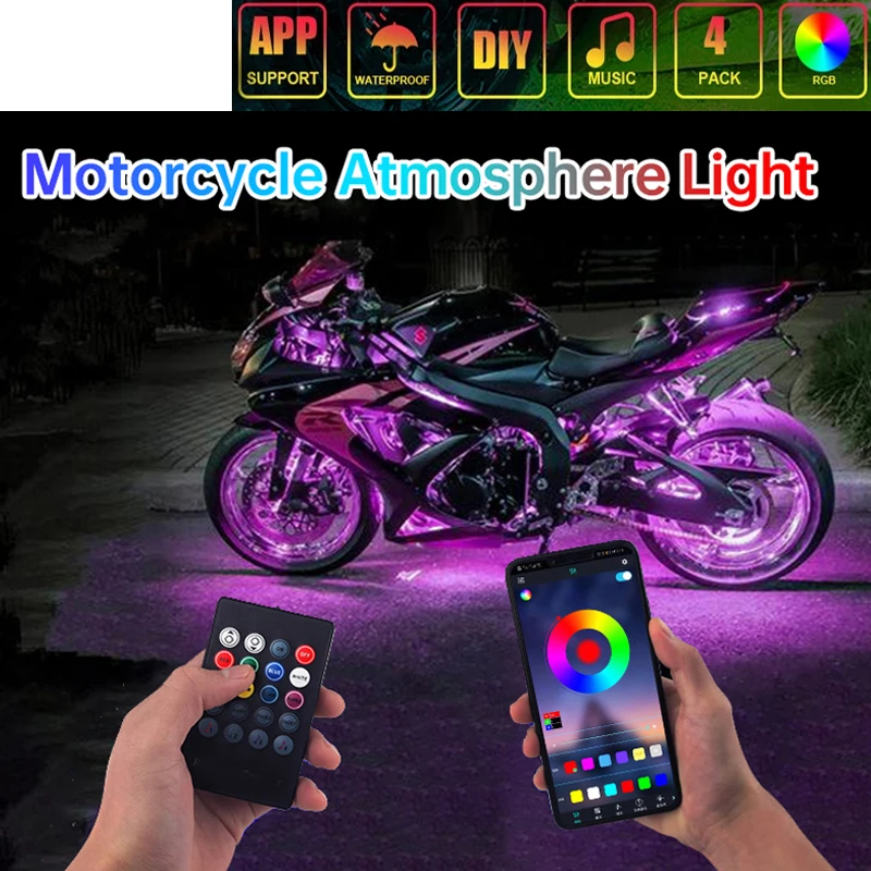 Rgb App Control Led Moto Decor Light Flessibile Impermeabile Per R134A Bombola Di Gas Faro Ausiliario Moto