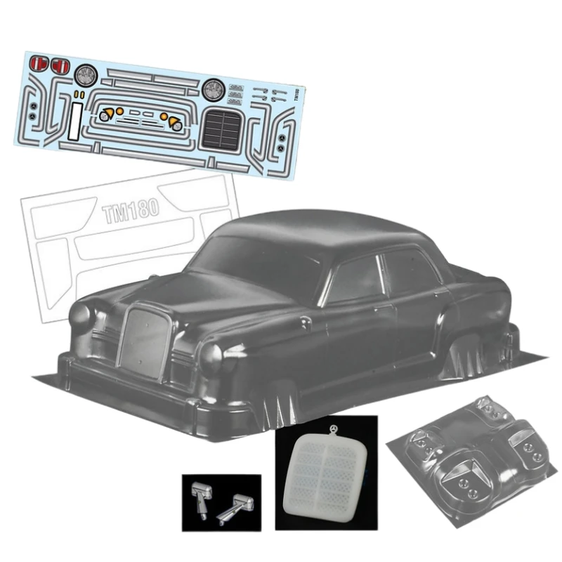 1/10 Mini Benz W180 Clear Lexan Body Shell Con Specchi + Fibbie Luminose Per 210Mm Rc M-Chasis Carten Tamiya M07 R Roadster Mx 5
