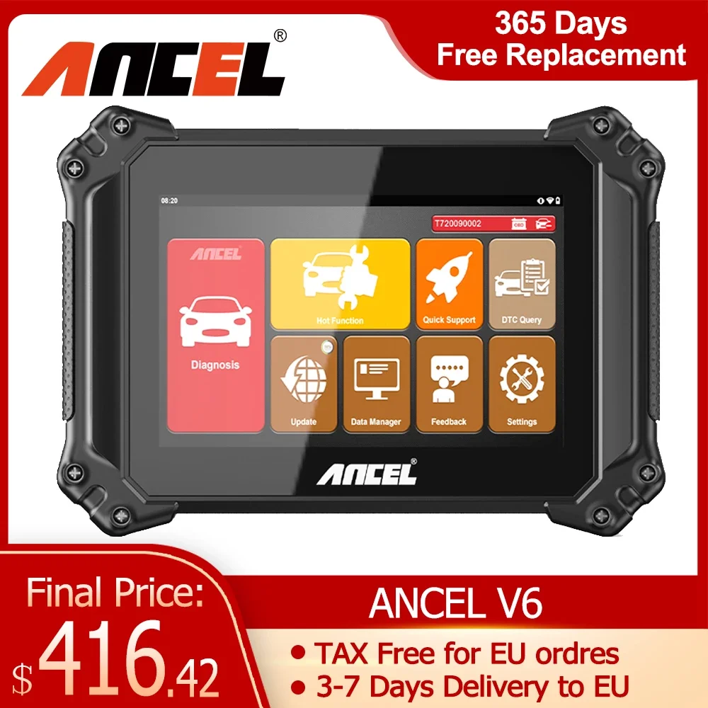 Ancel V6 Obd2 Scanner Diagnostico 8 "Tablet Obd 2 Strumento Di Scansione Automatica Bidirezionale Abs Spurgo Sas Reset 8" Obd 2 Scanner Automatico