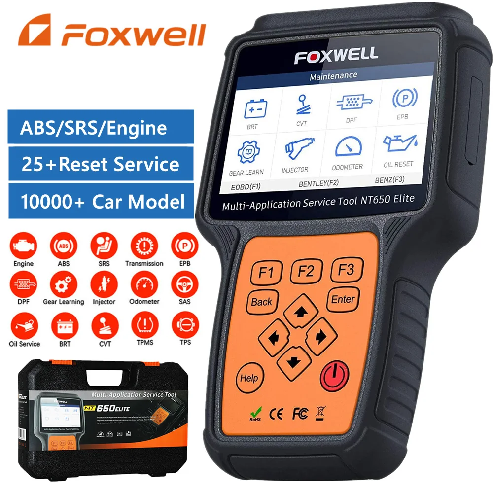 Foxwell Nt650 Elite Obd2 Lettore Di Codici Scanner Tps Brt A/F Regolare Dpf Obd Car Obd Strumento Diagnostico Professionale Obd2 Auto Scanenr