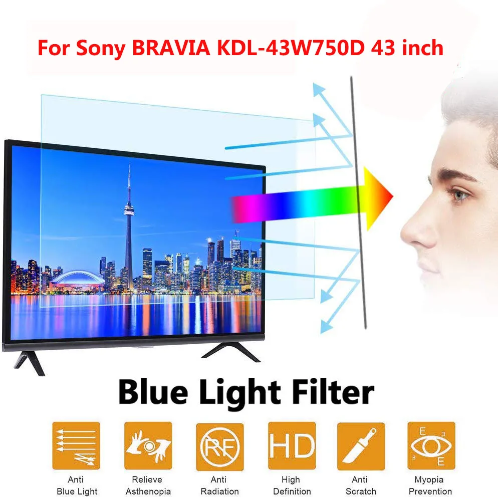 Per Sony Bravia Kdl-43W750D Protezione Dello Schermo Anti Luce Blu Da 43 Pollici Filtro Flim Luce Blu Che Allevia L'Affaticamento Degli Occhi