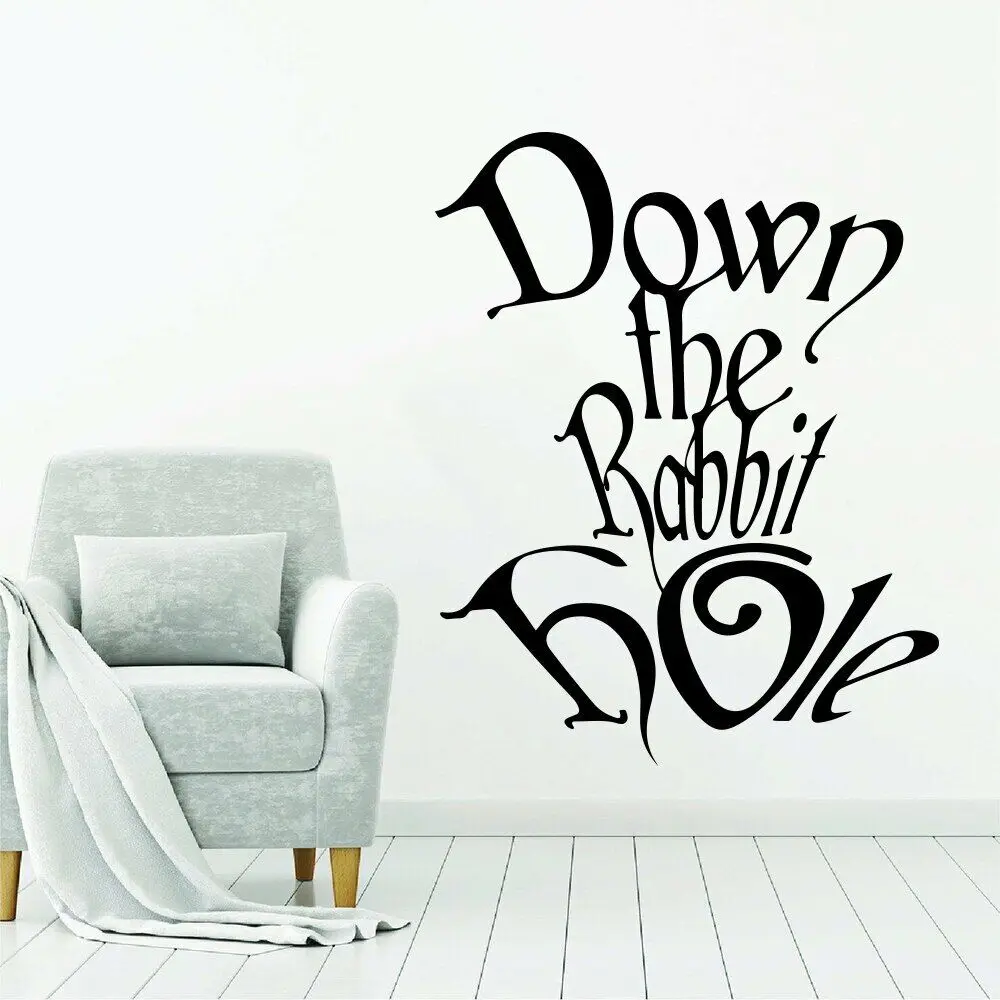Cartoon Down The Rabbit Hole Alice Nel Paese Delle Meraviglie Wall Sticker Camera Dei Bambini Camera Da Letto Alice Nel Paese Delle Meraviglie Citazio