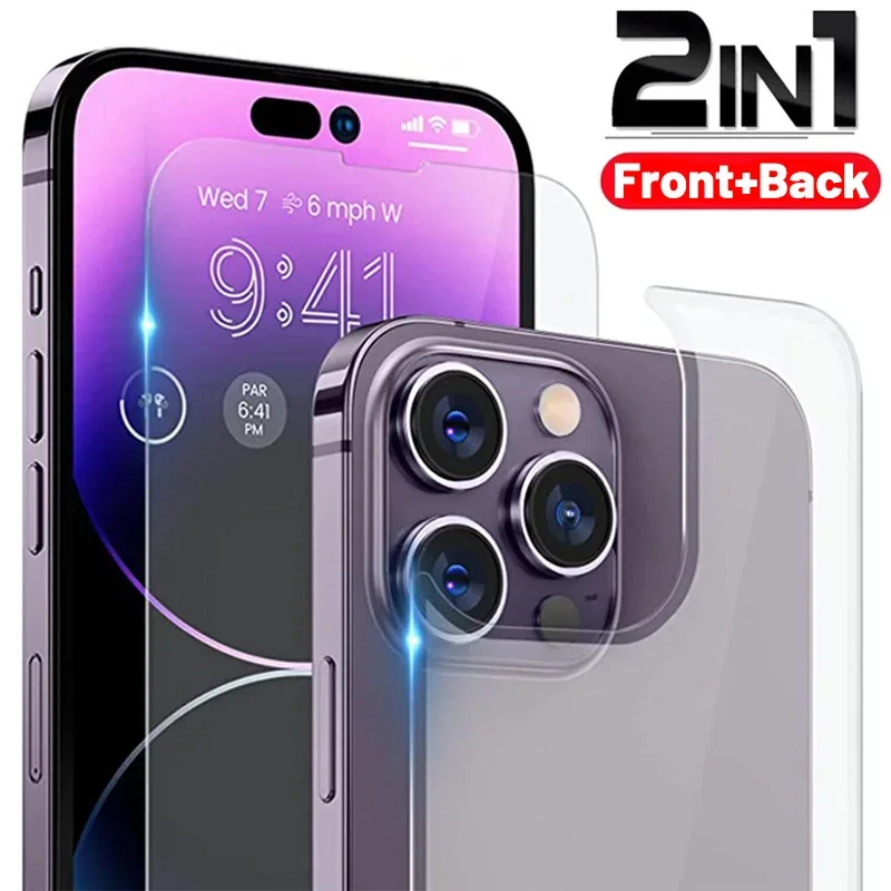Per Iphone 13 Pro Max Protezione Dello Schermo Anteriore Posteriore Hd Clarity Antigraffio Antiimpronta Vetro Temperato Haptictouch Per Iphone 12