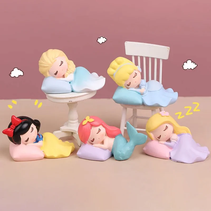 Disney Sleeping Beauty Princess Figure Toys Cartoon Lovely Elsa Biancaneve Aurora Model Doll Room Ornaments Regali Per Bambini