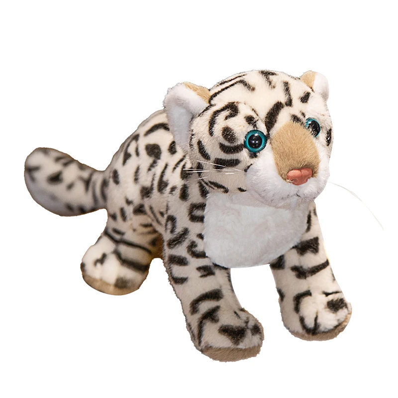 Realistico In Piedi Snow Leopard Farcito Peluche Morbido Bianco Simulazione Bambola Regalo Di Compleanno