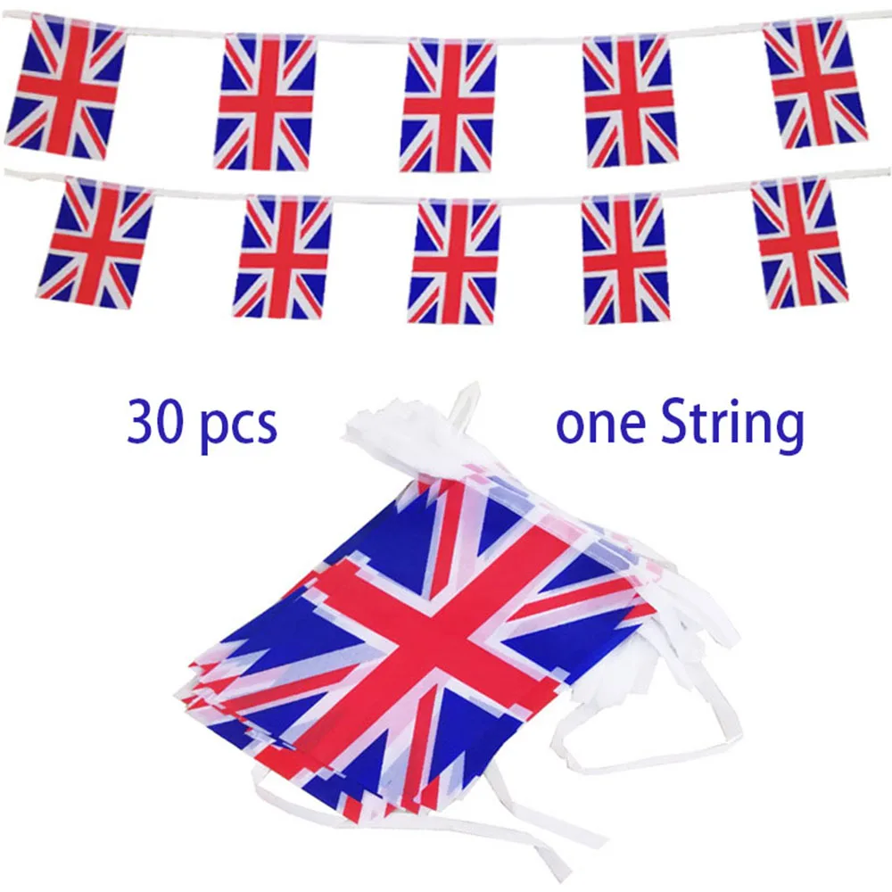 Consegna Diretta 100% Poliestere Uk Gran Bretagna Bunting String Flags Per L'Incoronazione Del Re