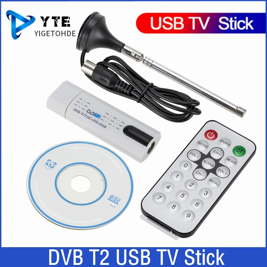 Digital Satellite Dvb T2 Usb 2.0 Sintonizzatore Tv Stick Con Antenna Ricevitore Tv Usb Hd Remoto Dvb-T2/Dvb-T/Dvb-C/Fm/Dab Usb Tv Stick