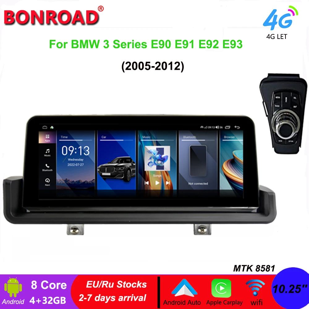 Bonroad 10.25 ''Bmw E90 Autoradio Lettore Multimediale Per Bmw E90 E91 E92 E93 2005-2012 Carplay Android Auto 2Din Navigazione Gps
