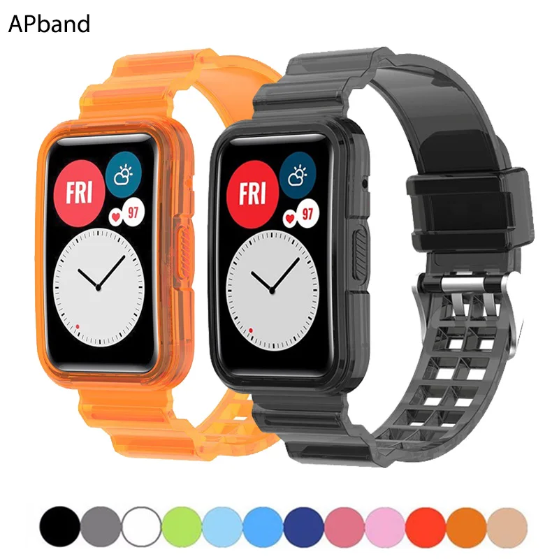 Tpu Clear Case + Band Per Huawei Watch Fit/2/New Classic New Clear Bumper Wristband Belt Bracciale Correa Huawei Watch Fit Strap